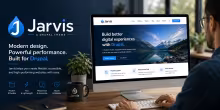 person using computer with Jarvis template